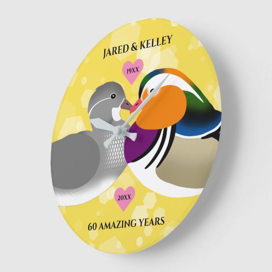 マンダリンダックズロベバード任意の記念日 ラージ壁時計 (傾斜)