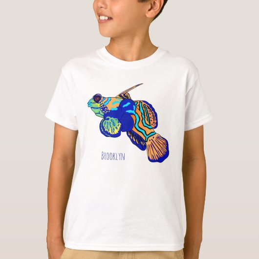 マンダリンフィッシュ漫画イラストレーション Tシャツ (正面)