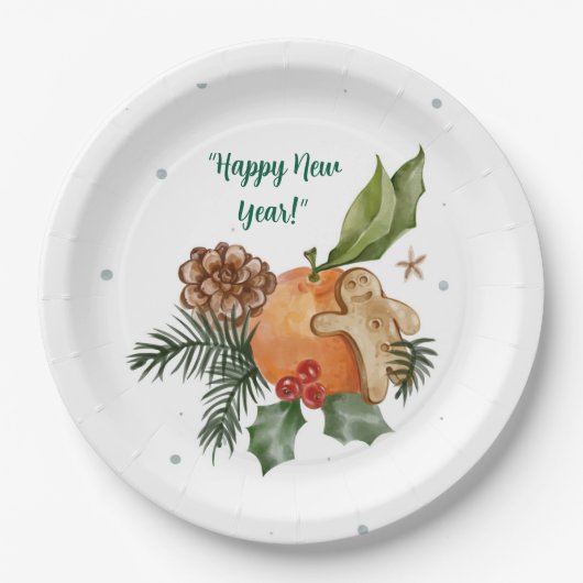 「マンダリン&ホリディデリートウォーターカラー」 ペーパープレート (正面)