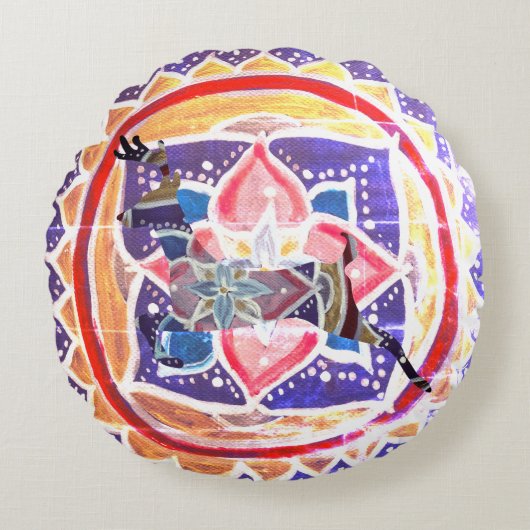 マンダルブラッシュポリエステルラウンドスロークッション41 cm ラウンドクッション (正面)