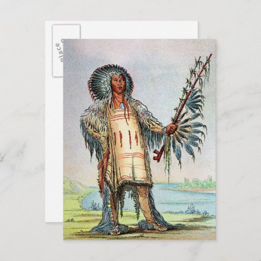 マンダンインディアンハナタフムア、ウルフチーフ ポストカード (正面/裏面)
