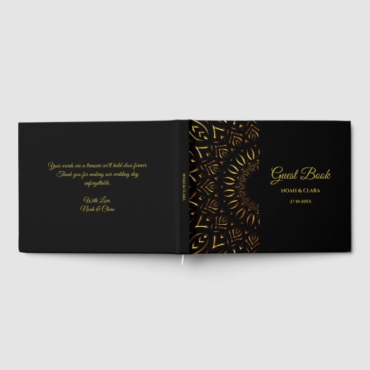 マンダ伝統的ラクラシックエレガントラグジュアリー・アートdec ゲストブック (全面)