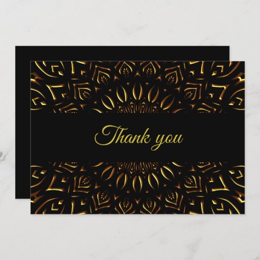 マンダ伝統的ラクラシックエレガントラグジュアリー・アートdec サンキューカード (正面/裏面)