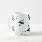 マンチェスターの働きバチのクラシックで白いマグ コーヒーマグカップ (正面左)