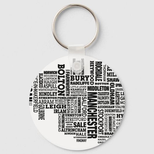 マンチェスターの黒素晴らし型地図 キーホルダー (正面)