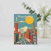 マンチェスターイングランドレトロアーバンアート ポストカード (スタンド正面)