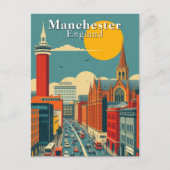 マンチェスターイングランドレトロアーバンアート ポストカード (正面)