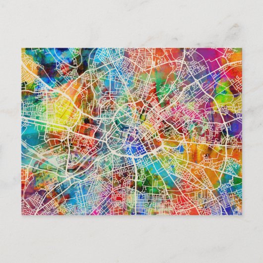 マンチェスターイングランド通りシティマップ ポストカード (正面)