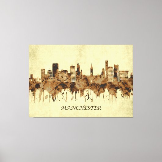 マンチェスターイングランド都市景観 キャンバスプリント (正面)