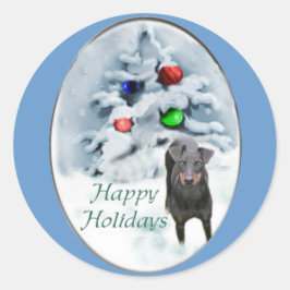 マンチェスターテリアクリスマスギフト ラウンドシール