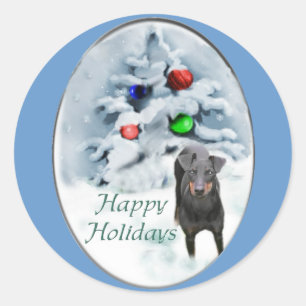 マンチェスターテリアクリスマスギフト ラウンドシール