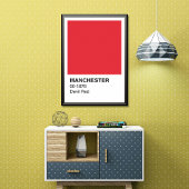 マンチェスターデビルレッド縁ど – 白 ポスター