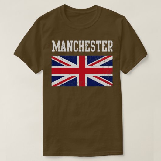 マンチェスター統一されたイギリス国旗イギリス・ユニオン・ジャック Tシャツ (デザイン正面)
