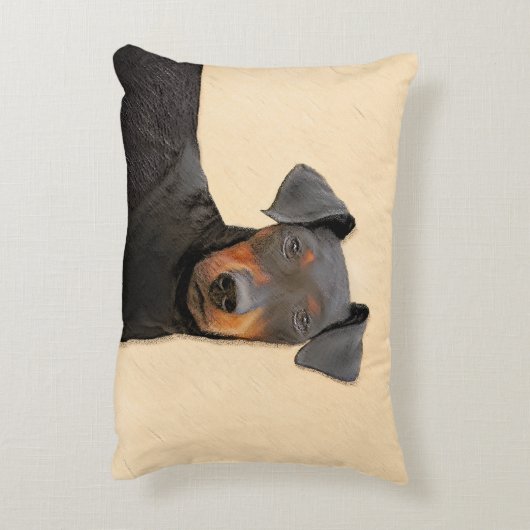 マンチェスター絵画テリアのオリジナルアニマルアート アクセントクッション (裏面(縦))