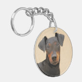 マンチェスター絵画テリアのオリジナルアニマルアート キーホルダー (正面左)