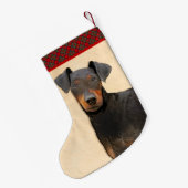 マンチェスター絵画テリアのオリジナルアニマルアート スモールクリスマスストッキング (裏面 (吊り時))
