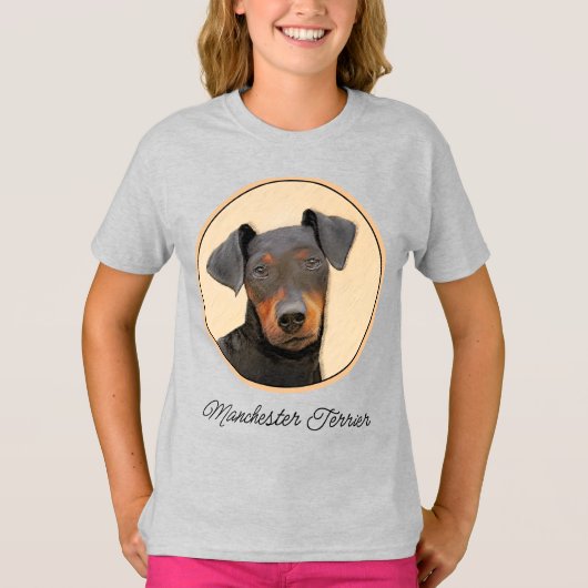 マンチェスター絵画テリアのオリジナルアニマルアート Tシャツ (正面)