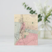 マンチェスター（ニューハンプシャー州）のヴィンテージマップ（1877年） ポストカード (スタンド正面)