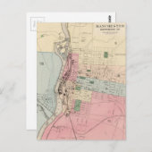 マンチェスター（ニューハンプシャー州）のヴィンテージマップ（1877年） ポストカード (正面/裏面)