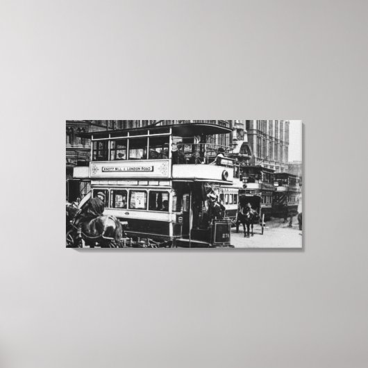 マンチェスター、c.1900のトラム キャンバスプリント (正面)