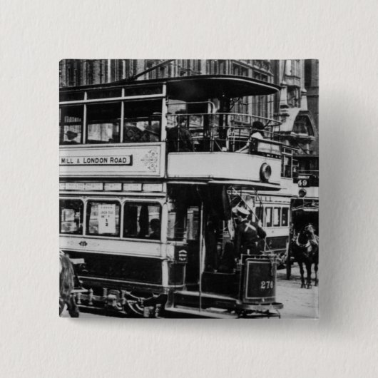 マンチェスター、c.1900の市街電車 缶バッジ (正面)