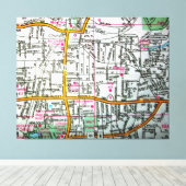 マンチェスター、CTヴィンテージマップ キャンバスプリント (インサイチュ (ウッドフロア))