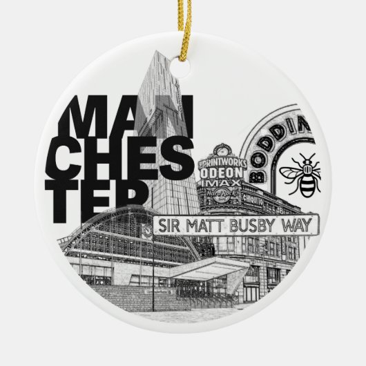 マンチェスタ統一されたークリスマスバウブル セラミックオーナメント (正面)