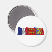 マンチェ、バセ・ノルマンディー、フランス国旗 マグネット (正面/裏面)