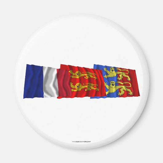 マンチェ、バセ・ノルマンディー、フランス国旗 マグネット (正面)