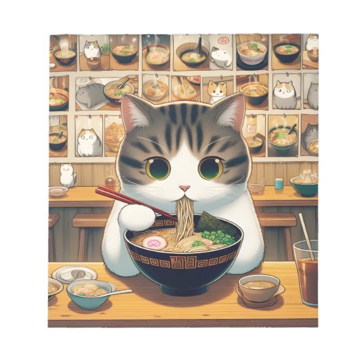 マンチキン猫食べラーメン ノートパッド (正面)
