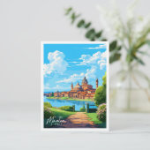 マンチュアイタリアのヴィンテージ旅行イラストレーション ポストカード (スタンド正面)