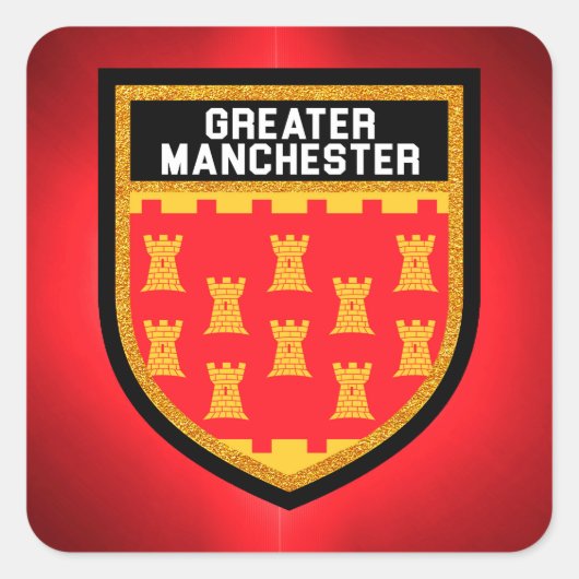 マンチ素晴らしェスター国旗 スクエアシール (正面)