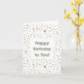 マンディ紙吹雪水色ドット誕生日カード カード (黄色い花)