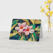 マンデビラピンクフラワーズノートカアートード カード (黄色い花)