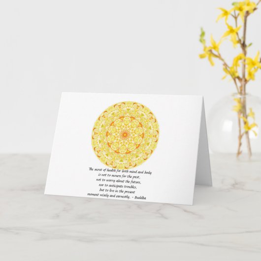 マンデラと美しい仏教引用文鮮やか カード (黄色い花)
