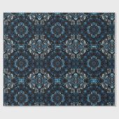 マンデラブルーブラックグリーンフローライラストレーション ラッピングペーパー (フラット)