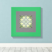 マンデラ抽象芸術オリジナルグリーンアンドグレーウォールアート キャンバスプリント (インサイチュ (ウッドフロア))