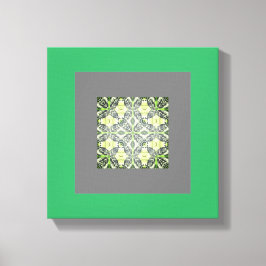 マンデラ抽象芸術オリジナルグリーンアンドグレーウォールアート キャンバスプリント