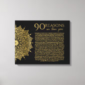 マンデラ 90の理由 私たちを愛してくれてありがとう おばあちゃんの誕生日 キャンバスプリント (正面)