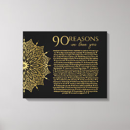 マンデラ 90の理由 私たちを愛してくれてありがとう おばあちゃんの誕生日 キャンバスプリント