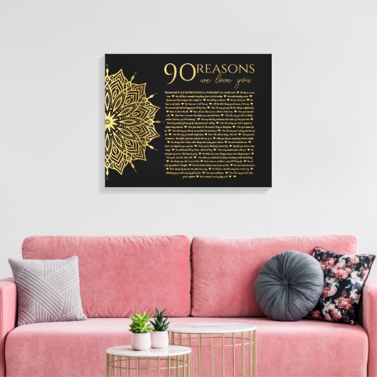 マンデラ 90の理由 私たちを愛してくれてありがとう おばあちゃんの誕生日 キャンバスプリント (インサイチュ (リビング))