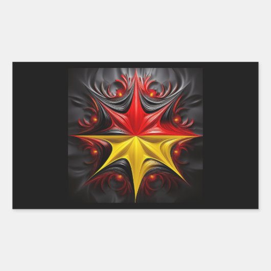 マンデルブロットのフラクタルとドイツ国旗のブレンド 長方形シール (正面)