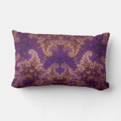 マンデルブロットフラクタルアート抽象芸術紫と金ゴールド ランバークッション (裏面)