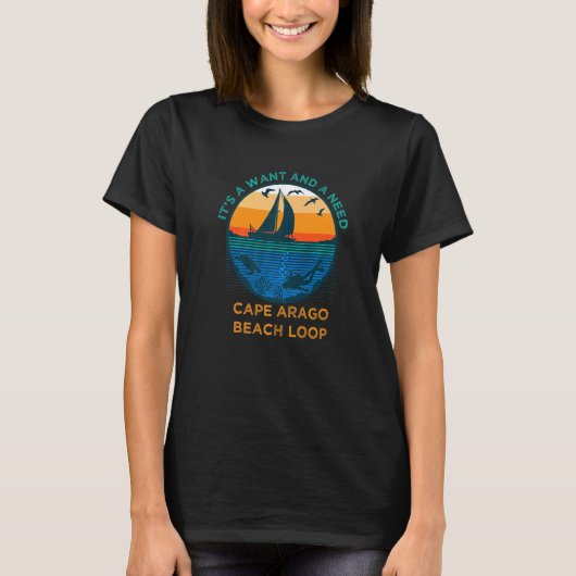マントでニーズのあるケープアラゴビーチループおもしろい Tシャツ (正面)