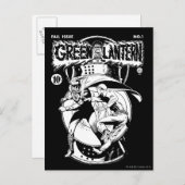 マントを翻して戦うグリーンランタン、モノクロ ポストカード (正面/裏面)