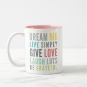 マントラの引用文でモダン生きるやる気を起こさせる言葉 ツートーンマグカップ (左)