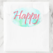 マントラステッカー幸せ、健康、賢明、裕福 楕円形シール (バッグ)