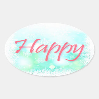 マントラステッカー幸せ、健康、賢明、裕福 楕円形シール