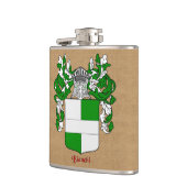 マントルとヘルムを持つビアンキヘラルディックシールド フラスク (左)