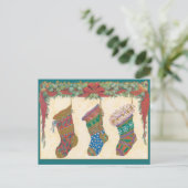 マントルピースカードでつるすクリスマスのストッキング シーズンポストカード (スタンド正面)